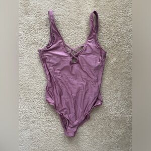 Shiny Mauve One-Piece Bathing Suit